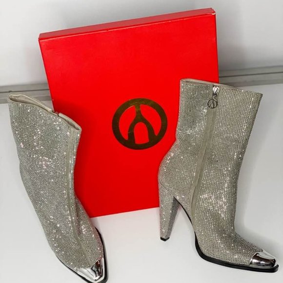 Womens Suede Rhinestone Boots - sz 10 - Picture 2 of 9